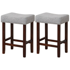 Set of 2 25 Inch Bar Stool with Curved Seat Cushions-Gray view 4