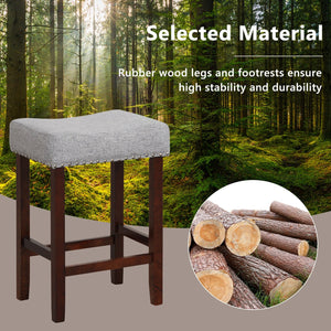 Set of 2 25 Inch Bar Stool with Curved Seat Cushions-Gray view 7