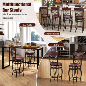 Set of 2 26 Inch Bar Stool with Backrest and Footrest-Brown view 8
