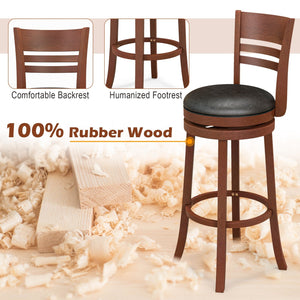 Set of 2 360° Bar Stools with PU Upholstered Seats-Brown view 7