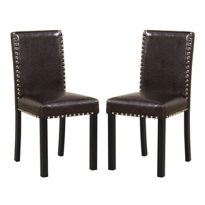 Set of 2/4 Dining Chairs Faux Leather Upholstered Parsons Kitchen Chairs-Set of 2
