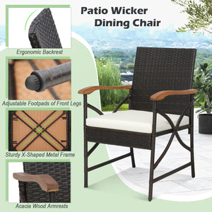 Set of 2/4 Patio Wicker Chairs with Soft Zippered Cushion-Set of 4 view 8