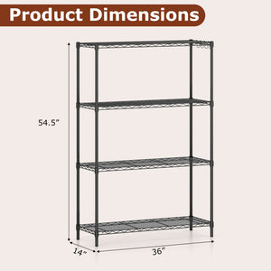 Set of 2 4-Tier Metal Storage Shelving Unit with V-Shaped Wire Rack and 1000 LBS Capacity-Black view 4