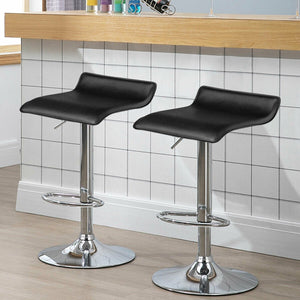 Set of 2 Adjustable PU Leather Backless Bar Stools-Black view 3