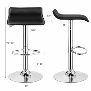 Set of 2 Adjustable PU Leather Backless Bar Stools-Black view 5