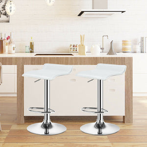 Set of 2 Adjustable PU Leather Backless Bar Stools-White view 3