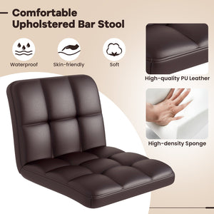 Set of 2 Square Swivel Adjustable PU Leather Bar Stools with Back and Footrest-Coffee view 7
