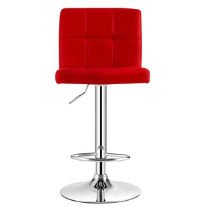 Set of 2 Square Swivel Adjustable PU Leather Bar Stools with Back and Footrest-Red view 4