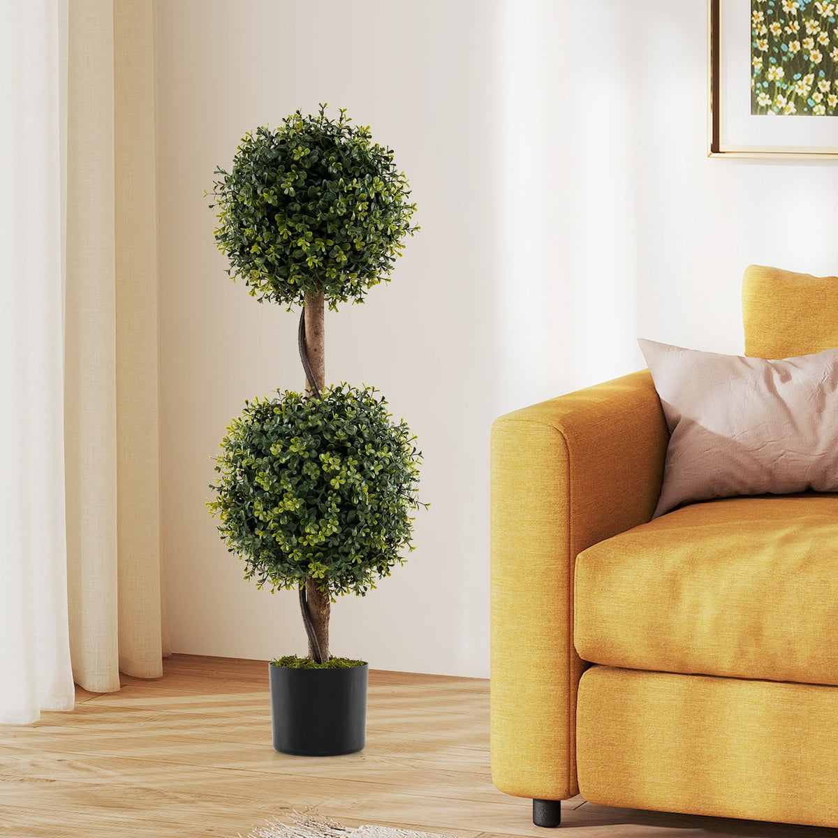 Set of 2 Artificial Double Topiary Ball Trees view 2