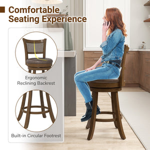 Set of 2 Bar Stools 25 inches Swivel Bar Chairs Leathaire Counter Height Stools-Brown view 7