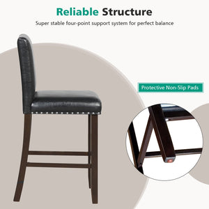 Set of 2 PVC Leather Bar Stools with Back for Kitchen Island view 8