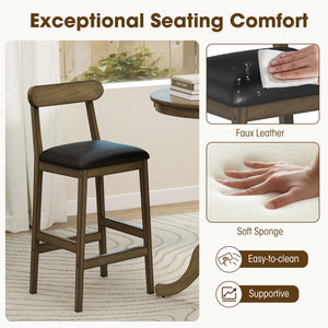 Set of 2 Bar Stools Upholstered with Rubber Wood Legs and Footrests-Oak view 7