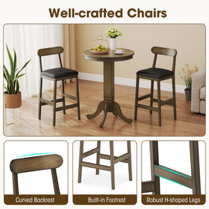 Set of 2 Bar Stools Upholstered with Rubber Wood Legs and Footrests-Oak view 8
