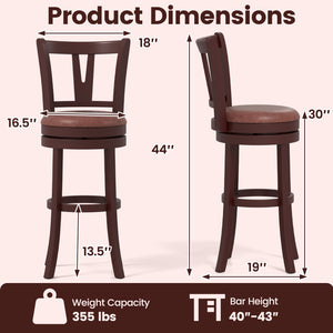 Set of 2 Counter Height Swivel Barstools with High Backs and Footrests-30 inches view 3