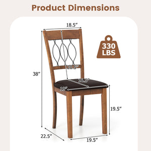 Set of 2 Dining Chair Fabric/Faux Leather Upholstered with Padded Seat-Walnut view 4