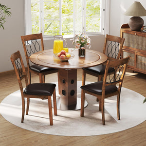 Set of 2 Dining Chair Fabric/Faux Leather Upholstered with Padded Seat-Walnut view 5