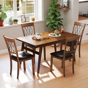 Set of 2 Dining Chair Fabric/Faux Leather Upholstered with Padded Seat-Walnut view 6