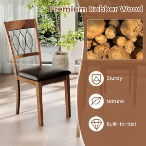 Set of 2 Dining Chair Fabric/Faux Leather Upholstered with Padded Seat-Walnut view 7