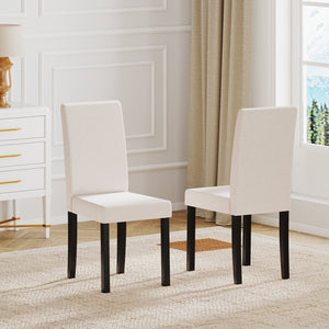 Set of 2 Dining Chair Mid-Century Modern Fabric Upholstered Parson Chairs-Beige view 3