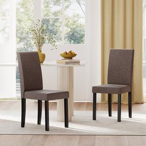 Set of 2 Dining Chair Mid-Century Modern Fabric Upholstered Parson Chairs-Brown view 2