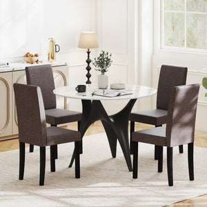 Set of 2 Dining Chair Mid-Century Modern Fabric Upholstered Parson Chairs-Brown view 3