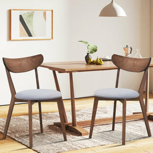 Set of 2 Dining Chairs Upholstered Curved Back Side view 3