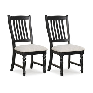 Set of 2 Dining Chairs Kitchen Side Chair with Solid Wood Legs-Black