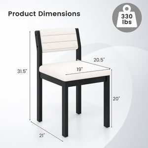 Set of 2 Dining Chairs Sherpa Upholstered Armless Chair with Wood Frame-White view 4