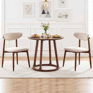 Set of 2 Fabric Upholstered Dining Chairs with Curved Backs-Beige view 2