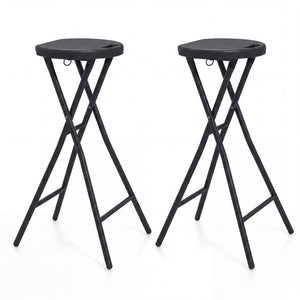 Set of 2 Folding Bar Stool 27.5 inches with HDPE Seat & Carry Handle for Kitchen Bar-Black