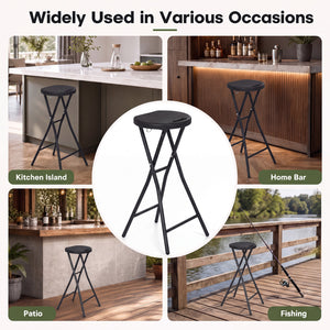 Set of 2 Folding Bar Stool 27.5 inches with HDPE Seat & Carry Handle for Kitchen Bar-Black view 8