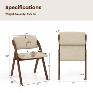 Set of 2 Folding Kitchen Dining Chairs with Rubber Wood Legs-Walnut view 4