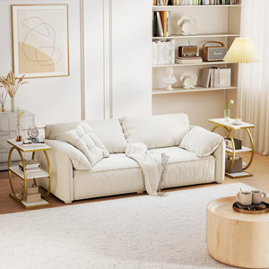 Set of 2 Industrial Faux Marble Side Table with Metal Frame for Small Spaces-White view 2