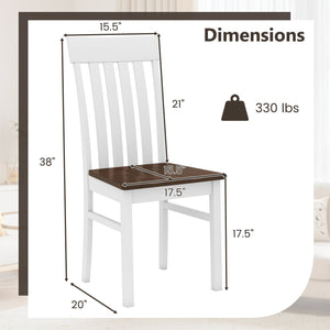 Set of 2 Kitchen Armless Dining Chairs with Slatted High Backrests-White view 5