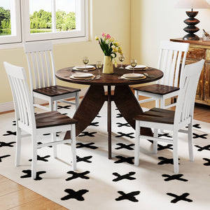 Set of 2 Kitchen Armless Dining Chairs with Slatted High Backrests-White view 7
