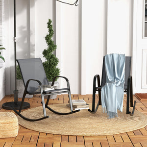 Set of 2 Metal Patio Rocking Chair with Breathable Seat Fabric-Gray view 2
