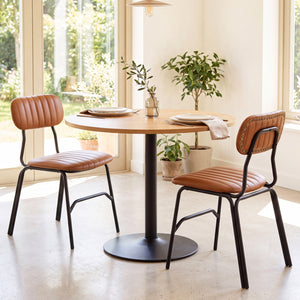 Set of 2 Modern Dining Chairs with Ergonomic Back Metal Legs Exquisite Rivet and Embellished Edges-Brown view 3