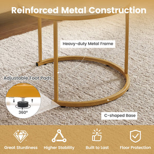 Set of 2 Modern Round Stacking Nesting Coffee Tables-Golden view 7