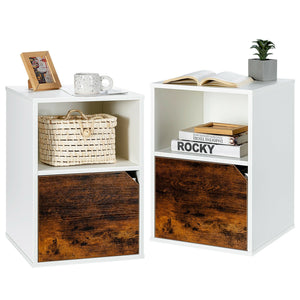 Set of 2 Nightstands Side End Table for Living Room-White view 4