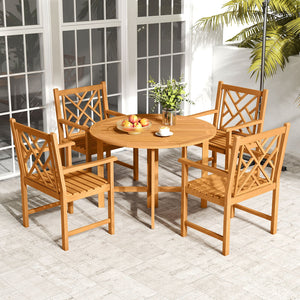 Set of 2 Outdoor Dining Chairs Acacia Wood with Cross-Pattern Backrest view 5