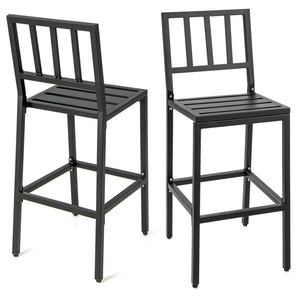Set of 2 Patio Bar Chairs with Detachable Cushion and Footrest-Vertical Stripes view 4