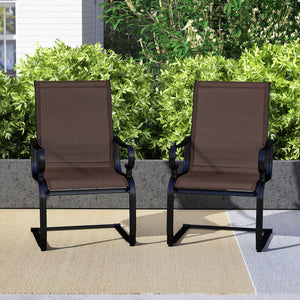 Set of 2 Patio Chairs with Quick-drying and Breathable Fabric for Backyard-Brown view 3
