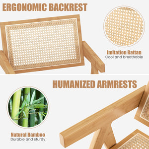 Set of 2 Rattan Accent Chairs with Natural Bamboo Frame-Natural view 6