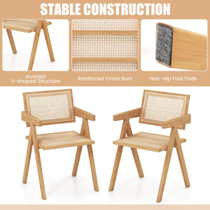 Set of 2 Rattan Accent Chairs with Natural Bamboo Frame-Natural view 7