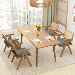 Set of 2 Rattan Accent Chairs with Padded Cushion and Rubber Wood Frame-Gray view 9