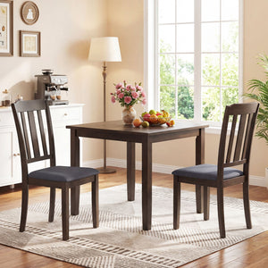 Set of 2 Rubber Wood Dining Room Chairs with Comfortable Backrest-Brown view 3