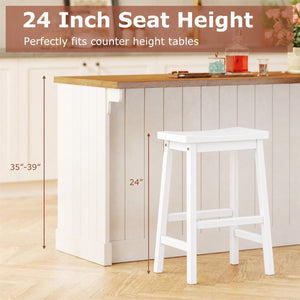 Set of 2 Saddle-Seat Counter Height Stools with Curved Seat and Footrests-Beige view 5