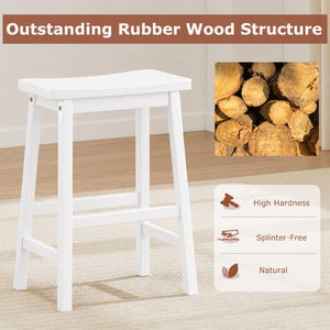 Set of 2 Saddle-Seat Counter Height Stools with Curved Seat and Footrests-Beige view 6