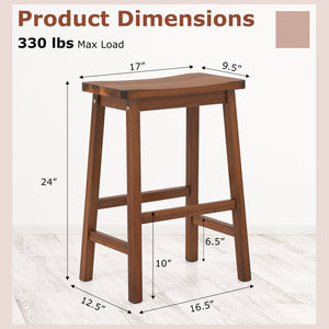 Set of 2 Saddle-Seat Counter Height Stools with Curved Seat and Footrests-Walnut view 4