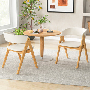 Set of 2 Soft Padded Accent Armchairs for Dining Room-Natural and Beige view 3